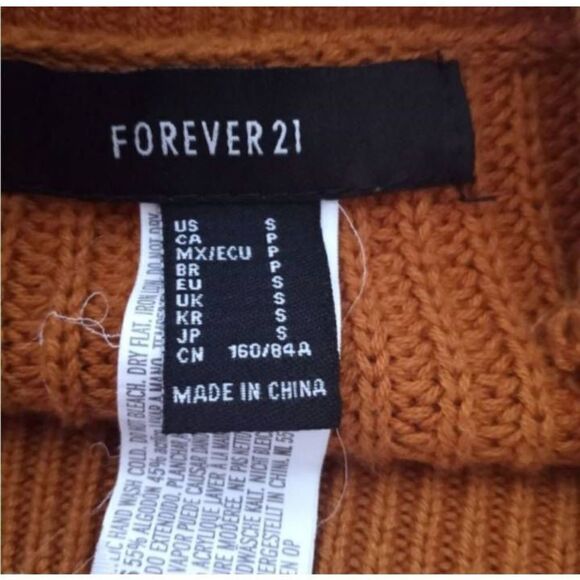 FOREVER 21 MUSTARD YELLOW SPLIT SIDE SWEATER SZ.S EUC. - Picture 4 of 4